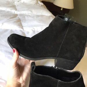 Black suede flat booties